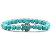 Comelyjewel Turquoise Turtle Beads Bracelets for Women Men Classic Natural Stone Elastic Stretch Bracelet Beach Jewelry