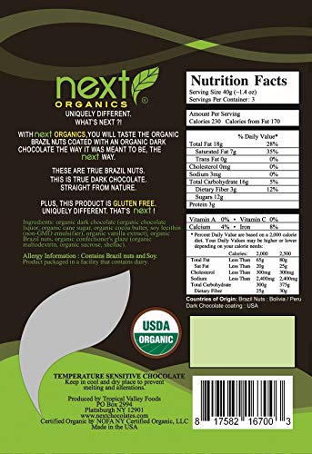 Next Organics Dark Chocolate Nuts Variety Pack (4 oz Almond, Walnut, Cashew, Brazil nut) (Pack of 4)
