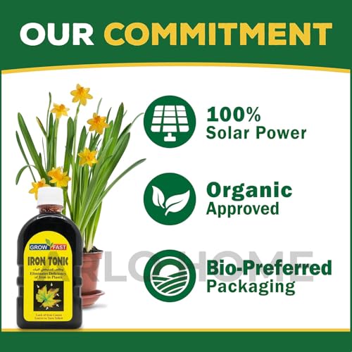 Organic Iron-Tone (250 ml) Organic Fertilizer and Plant Food to Help Correct Iron Deficiency Turns Yellow to Green, Non Staining Iron for Indoor and Outdoor Plants Iron Tonic for Houseplants