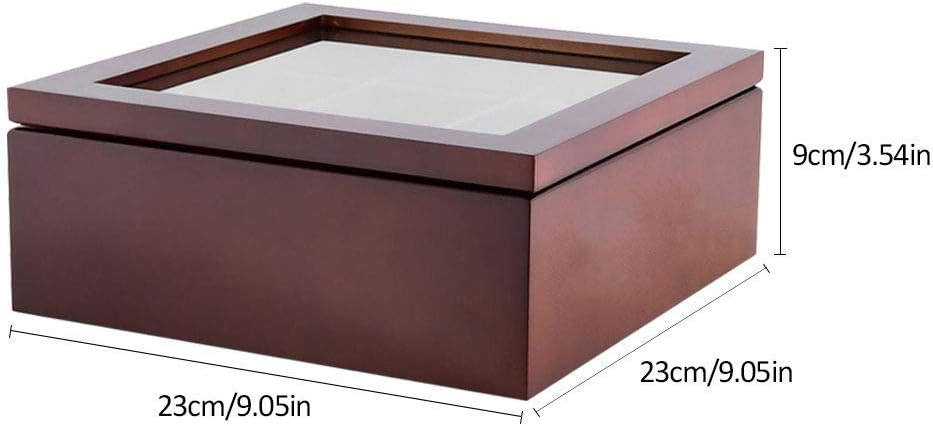 CHINABOS Wooden Tea Box, Natural Bamboo Tea Box Organizer Wood Teabag Holder Teanag Storage Box, with 9-Compartment Storage Sections and Skylight Design, Protect Tea Coffee From Dust 23 23 9 CM,red