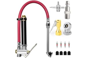 Qualoramall Heavy-Duty Tire Pressure Gauge 10-120 PSI Dual Head with Straight and 30° Reverse Chuck for Cars Trucks RVs SUVs 