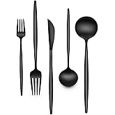 30-Piece Black Silverware Set, Flatware Set for 6, Food-Grade Stainless Steel Tableware Cutlery Set, Utensil Sets Kitchen Cutlery for Home Office Restaurant Hotel