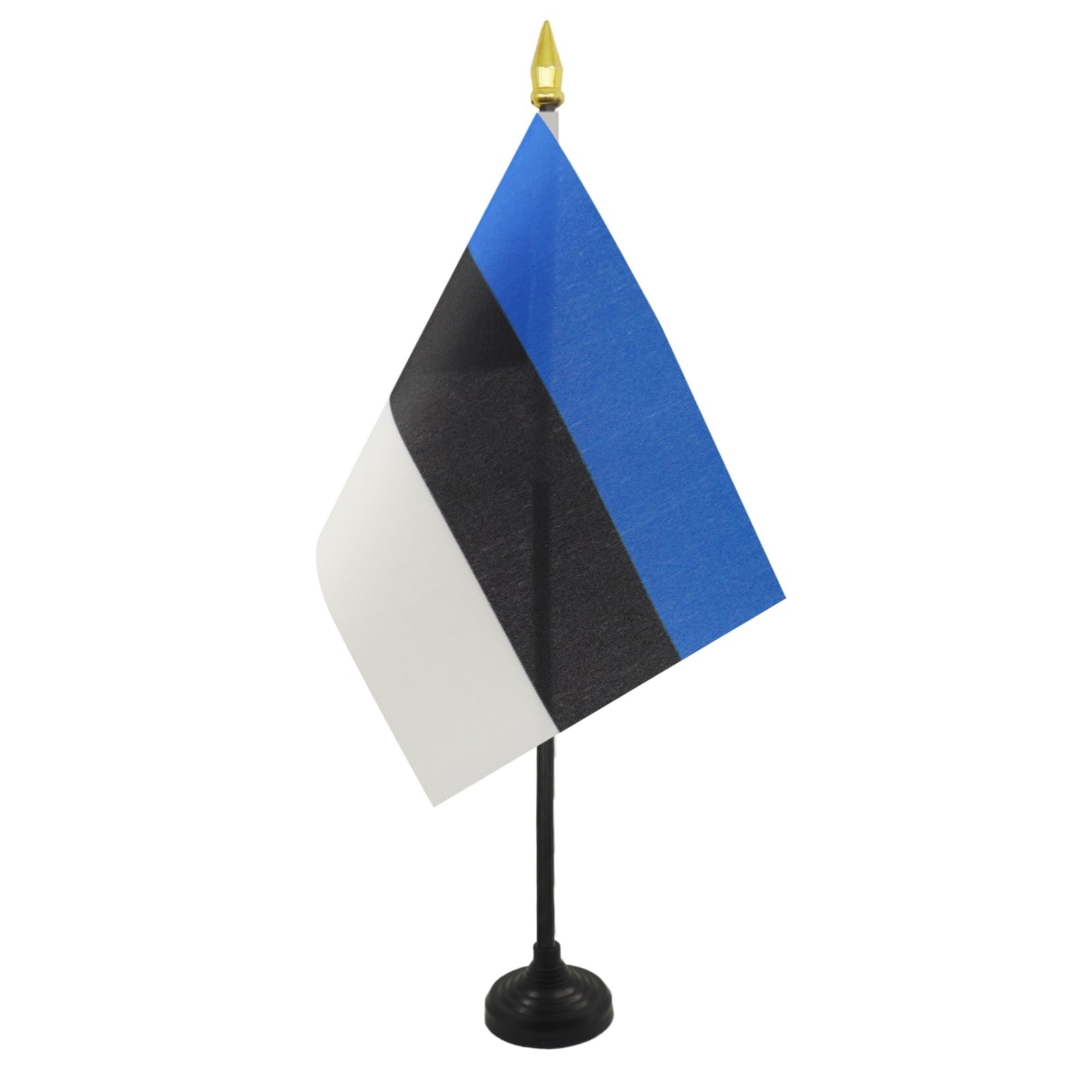 AZ FLAG - Estonia Table Flag 4'' x 6'' - Estonian Mini Desk Flag 100% Polyester 15 x 10 cm - Office Mini Banner with 10'' Pole - Golden Spear
