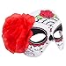 Veil Entertainment Day of The Dead Rose & Webs Half Mask, White Red, One Size
