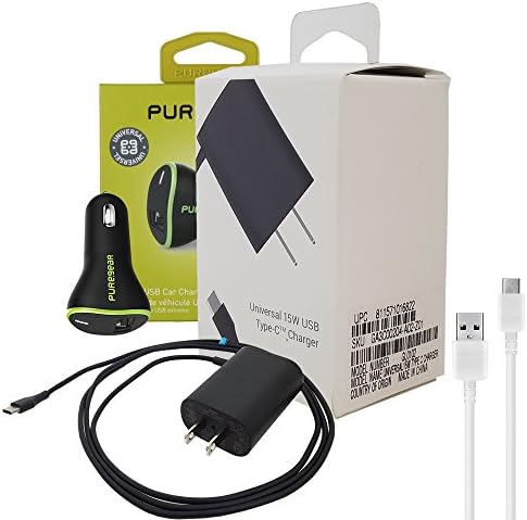 Google 15W USB Type-C Quick Turbo Wall Charger - W/Quick Puregear Car Charger For Google Pixel/2/XL/S8/S8+/Note8/G6 (US Retail Packing)