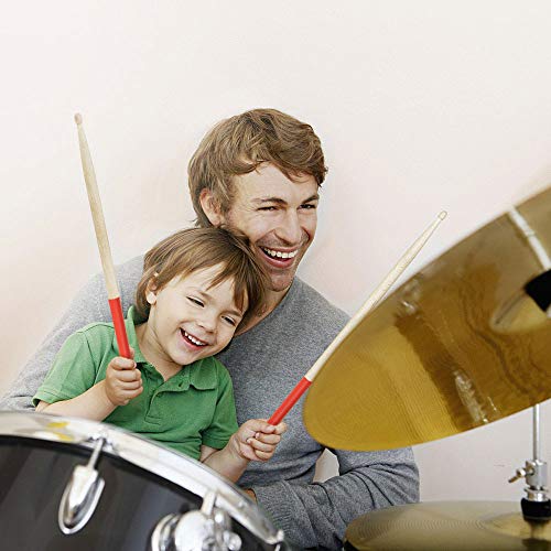 Drum sticks Set 2 Pair 5A Non-Slip Drum Sticks Classic Maple Wood, 1 Pair red 1 Pair black with a Velvet Drawstring Bag