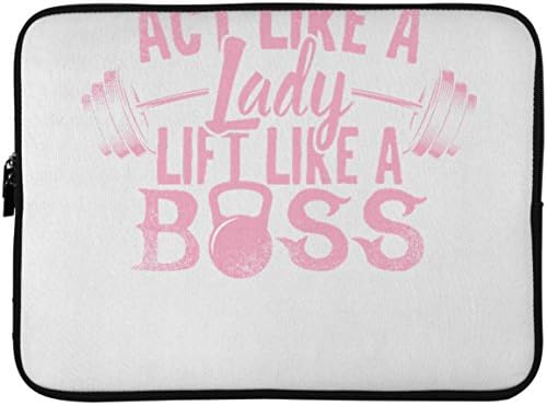 SkyUp Laptop Accessories - Act Like a Lady, Lift Like a Boss - Funny Workout Gym - 15 Inch Laptop Sleeve with Graphic Design
