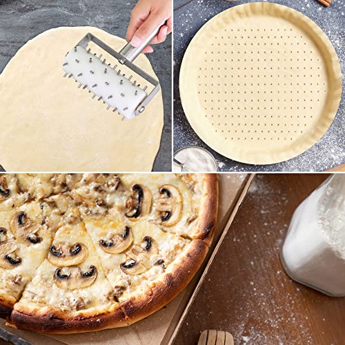 DOXILA Pizza Dough Docker Roller Pins Pastry Dough Tool, Stainless