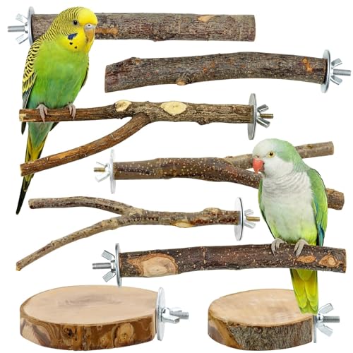 CZWESTC 8-Piece Natural Wood Bird Perch Set