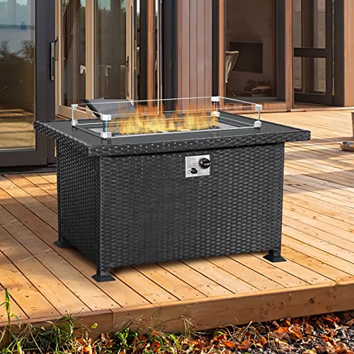 UMAX Propane Fire Pit Table, 44in Gas Fire Pit, 50,000 BTU Auto