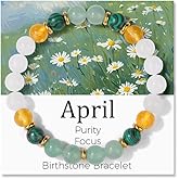 Risyfjew Birthstone Crystal Floral Bracelets for Women Men Colorful Stone Bracelet for Women Reduce Anxiety Zodiac Month Bracelet Birthday Graduation Gifts