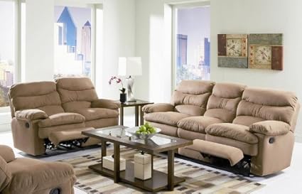 Amazon Com 2pc Recliner Sofa Set With Overstuffed Seat In Brown