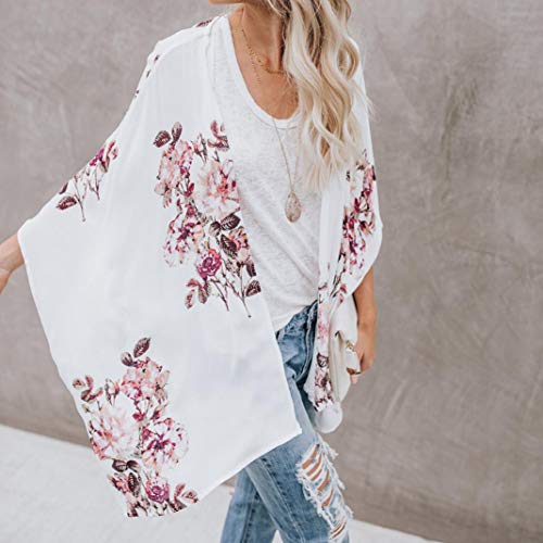 image for GOVOW Chiffon Shawl Print Kimono Cardigan for Womens Top Cover Up Casu
