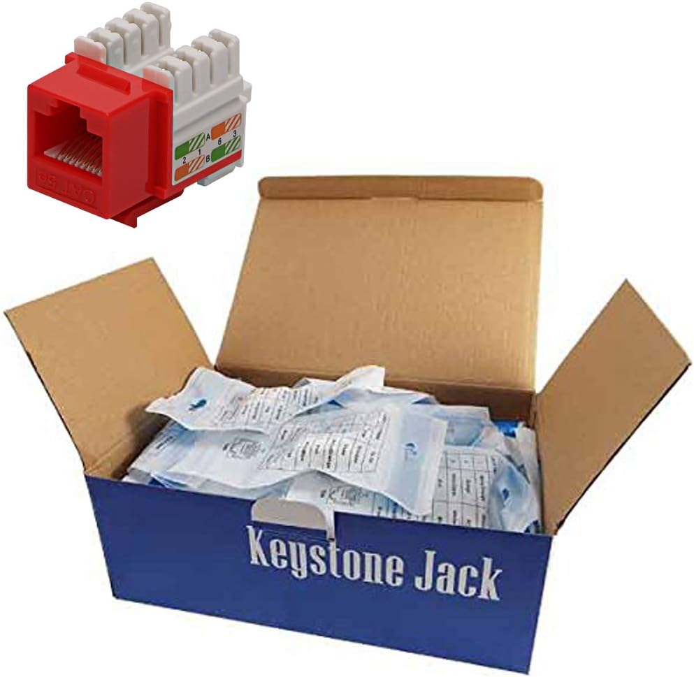 Cat5e RJ45 Modular Keystone Jack, 110 Style, Rojo - Caja de ...