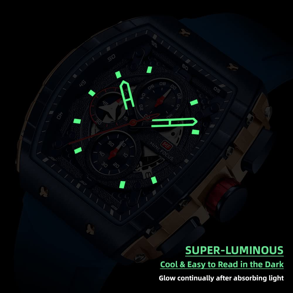 MF MINI FOCUS Mini Focus Men's Watch Fashion Sport Wrist Watches (Chronograph/Waterproof/Luminous/Calendar) Silicon Strap Quartz Watch for Men