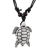 Scddboy Hawaiian Sea Turtle Pendant Necklace for Women Men - Adjustable Cord Surfer Necklace