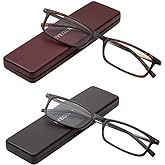 EYEGUARD Reading Glasses with Portable Case Slim Mini Pocket Readers for Women Men Eye Glasses