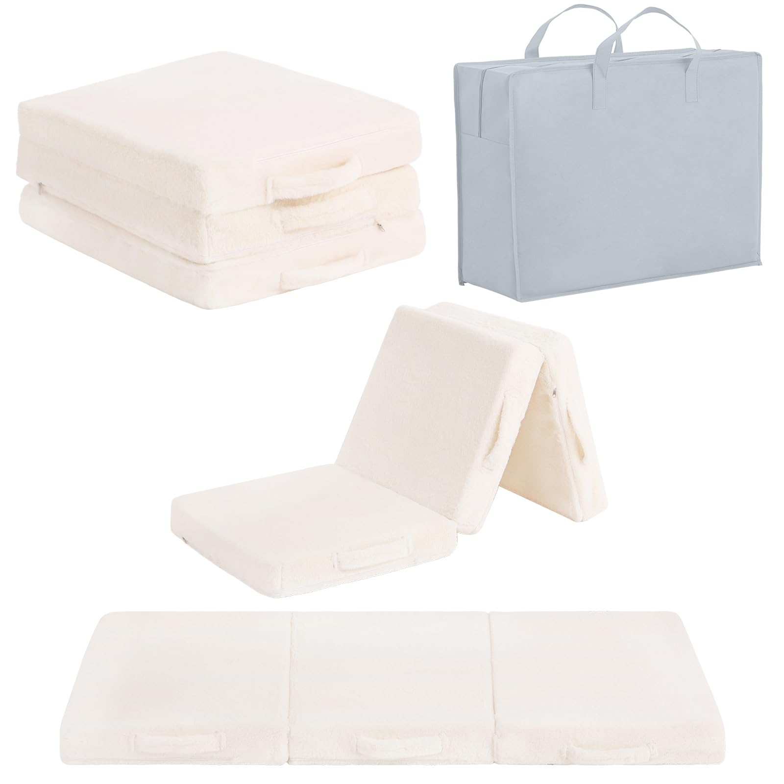 Photo 1 of Givjoy Foldable Floor Mattress for Kids, Toddler Washable Tri Folding Floor Nap Mat for Sleeping Daycare, Child Trifold Futon Sofa Bed with Storage Bag for Girls and Boys