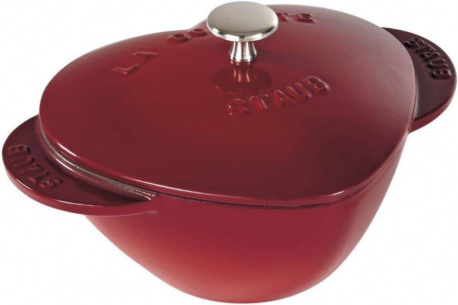 STAUB 1100006 Cast Iron Heart Cocotte, 1.75-quart, Cherry