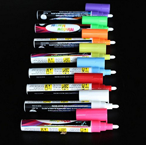 Chris-Wang 8 Pack Reversible Round & Chisel Tips Liquid Chalk Markers, Eraseable, Child Friendly, Use On Windows/Mirrors/LED Writing Board/Whiteboard/Chalkboard Labels, Top Entertainment For Kids