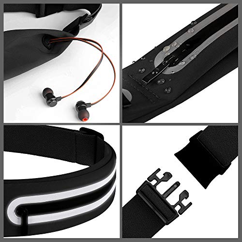 Boruizhen Slim Running Belt, Waterproof Fitness Waist Packs Adjustable Walking Pouch Workout Belt for Phone, Yoga, Cycling, Hiking, Jogging (Black) - Thumbnail 5