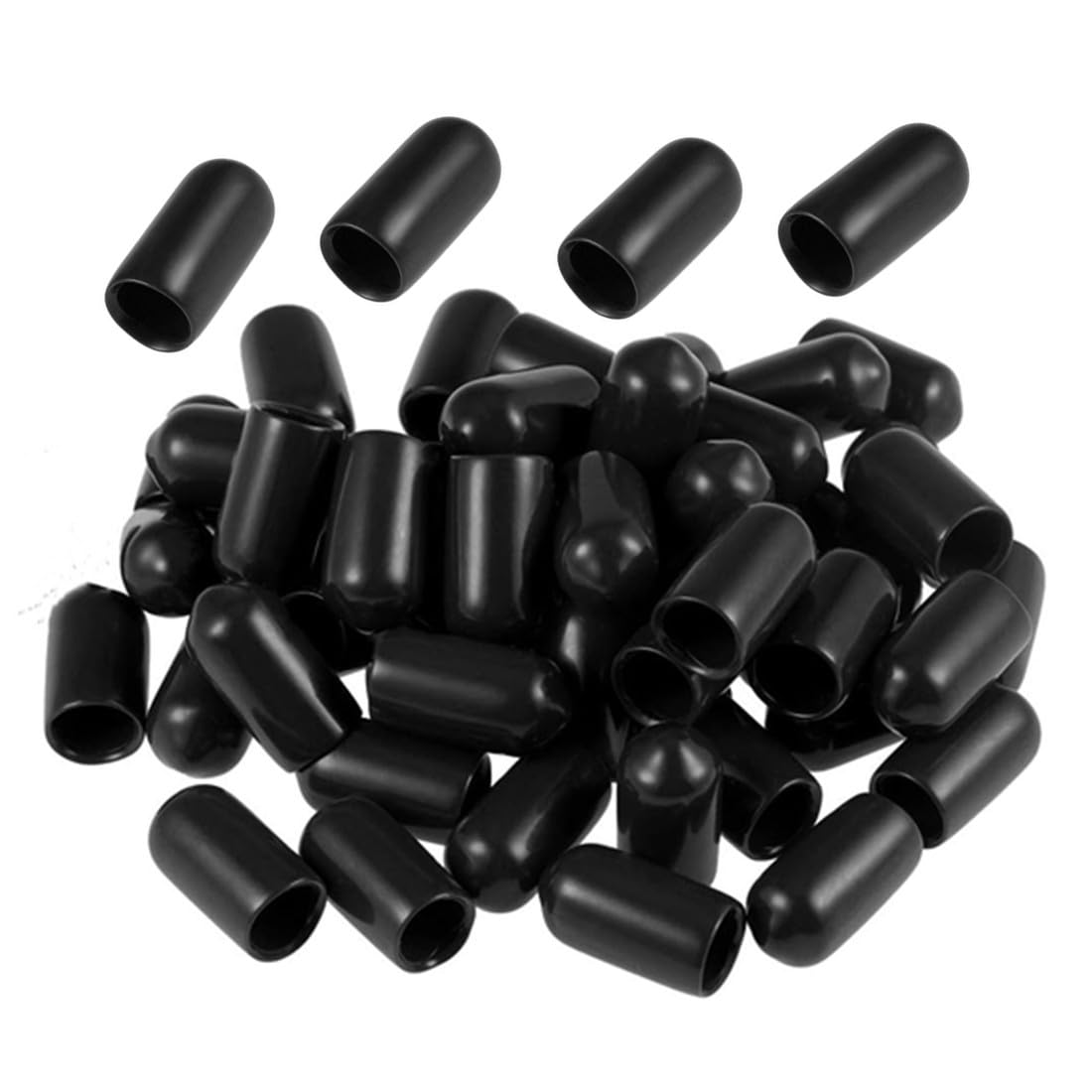 Photo 1 of QLXHBOT Round Rubber End Caps 5/16" Black Vinyl Cover Screw Thread Protectors Assortment Kit(8mm) 60Pcs