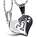 JewelryWe Valentine Day Gifts 2pcs His and Hers Matching Stainless Steel I Love You Heart Pendant Necklace Set for Couple - Colors Selectable