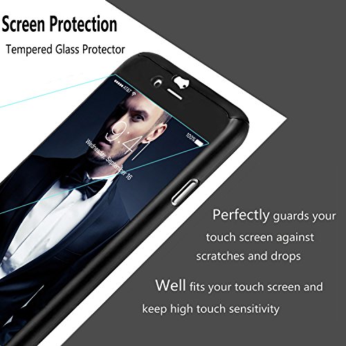 iPhone 6 Case, DecaStars [Ultra-thin Series] 2-in-1 Full-body Protective Back Cover [Slim Fit] with Tempered Glass Screen Protector for Apple iPhone 6 Case & iPhone 6s Case 4.7" - Black - Thumbnail 4