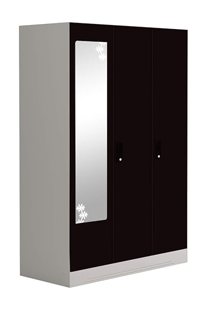 GODREJ INTERIO Slimline SLIM00340 3 Door Almirah with 10 Shelves (Glossy Finish, Shell Wine Red)
