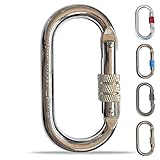 O-Shaped Steel Climbing Carabiner (25kn=5600lb), Heavy Duty Large Locking Carabiner Clip, CE Rated, Great for Rock Climbing Rappelling Camping Rigging Anchoring Arborist (O Shape Chrome, Single)