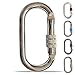 O-Shape Steel Carabiner (25kn=5600lb) Screw Lock Spring Gate Protection,CE Rated Heavy Duty Carabiners For Rock Climbing Rappelling Hiking Ropes Camping Rigging & Anchoring(O Shape Chrome, Single)