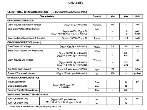 FAIRCHILD SEMICONDUCTOR 2N7000 N CHANNEL MOSFET, 60V, 200mA, TO-92 (10 pieces)