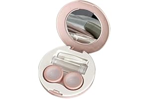 Contact Lens Case with Mirror, Retro Dual Side Storage Box with Solution Bottle, Portable Travel Eye Care Kit