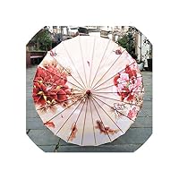 Silk Women Umbrella Japanese Cherry Blossoms Silk Ancient Dance Umbrella Decorative Umbrella Oil Paper Umbrella,White