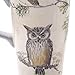 Minigift Ceramic Coffee Mug，Travel Cup with Lid,Handmade Milk Mug 16oz-Owl