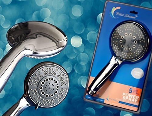 Pilot Shower TM 5 Function Power Spray Plus Pulsating Massage Shower Hand with 5 Foot Hose