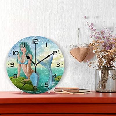 Naanle Fantasy Beautiful Woman Mermaid in Ocean Marine Sea Life Round/Square/Diamond Acrylic Wall Clock Oil Painting… 514DSHueHlL