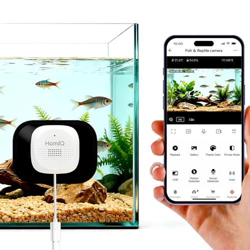 HomiQ 3MP 2K Aquarium & Terrarium Pet Camera.Magnetic Install &Close-Focus Lens for Fish,Lizard, Reptile Pet and Window Bird Feeder,2.4GHz & 5GHz WiFi,Color Night Vision,Auto-focus,24/7 Recording