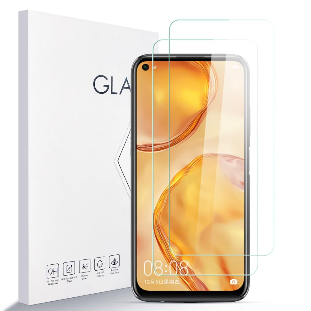 LZS Screen Protector for Huawei Nova 6 se [2-Pack] 9H Hardness Tempered Glass Screen Protective Film High Definition, Ultra Clear 2.5D Screen Protector Compatible Huawei Nova 6 se