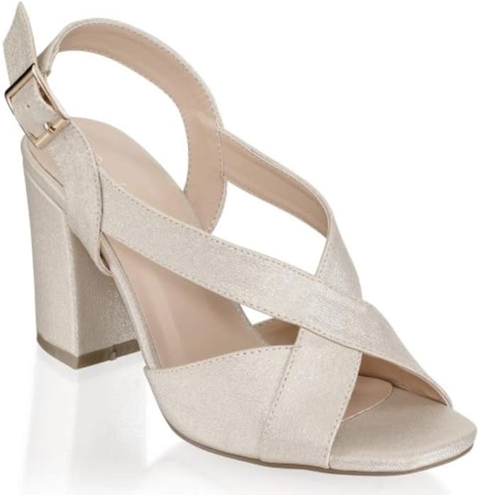 Amazon.com: Benjamin Walk Dress Haute Comfortable 3 inch Block Heel Sandal (Silver, Numeric_7 