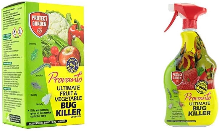 Provanto 86600247 Ultimate Fruit and Vegetable Bug Killer, 30ML, Concentrate & 86600244 Ultimate Bug Killer, Insecticide Protects For up to Two Weeks, 1L, Ready-To-Use
