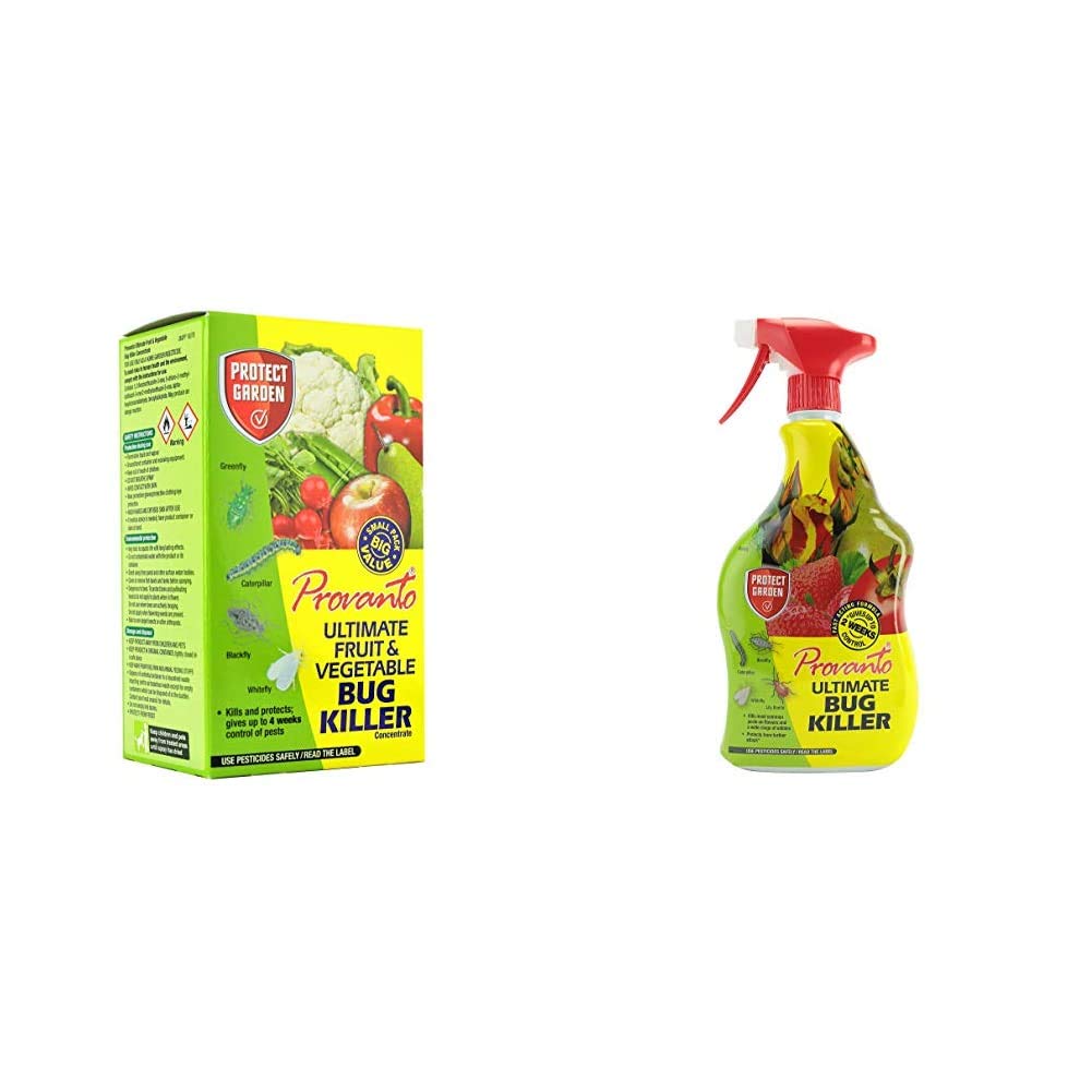 Provanto 86600247 Ultimate Fruit and Vegetable Bug Killer, 30ML, Concentrate & 86600244 Ultimate Bug Killer, Insecticide Protects For up to Two Weeks, 1L, Ready-To-Use