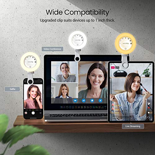 Selfie Ring Light, VicTsing Ring Light for Laptop 60 Led Phone Ring Light Clip on 3 Light Modes Rechargeable Lighting for Zoom Video Conference, Tiktok/YouTube Photography, Makeup