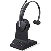 Yealink WH64 Mono Teams Wireless Headset, DECT & Bluetooth Dual-Mode 606 ft Range Headphones with 3X Mic, 26 Talk Time, Office Work Headset for Desk IP Phone, PC,Cell Phone
