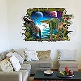RRRLJL 3D Jurassic Park Dinosaur Wall Art Decor Home Wall Decal Sticker for Kids Children Room(35.2