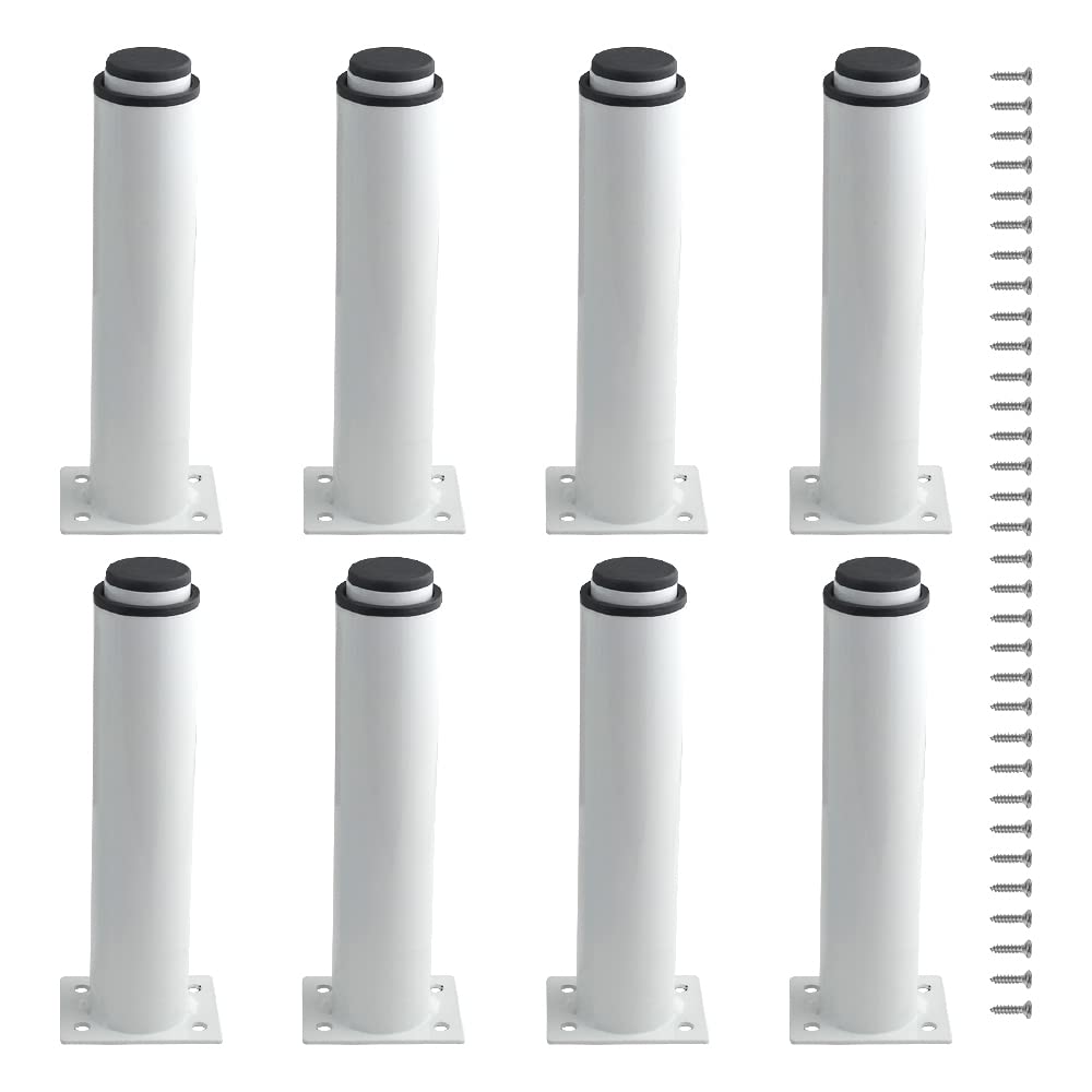 Photo 1 of XINMEIWEN 8Pack Metal Adjustable Furniture Legs 7.1-12 Inch Cabinet Foot Legs Heavy Duty Bed Center Frame Slat Support Leg with 16 Screw for Table Bed Sofa (White)