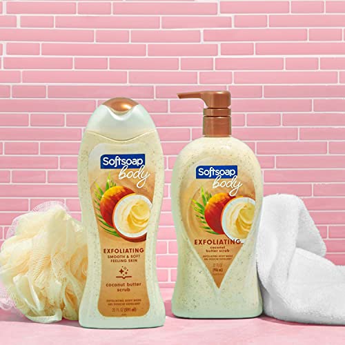 SOFTSOAP BODY WASH EXFOLIATING SCRUB, COCONUT BUTTER SCENT, 20 OZ BOTTLE