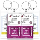 GreatShield Cruise Luggage Tag Holder (4 Pack) with Zip Seal & Steel Loops, Weather Resistance PVC Pouch - Clear