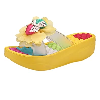 KERULA Sommer Sandalen Flip-Flops Hausschuhe Swing Wedges Damenschuhe Strand Loch Schuhe Wort Dicken Boden Blumen Ziehen Anti