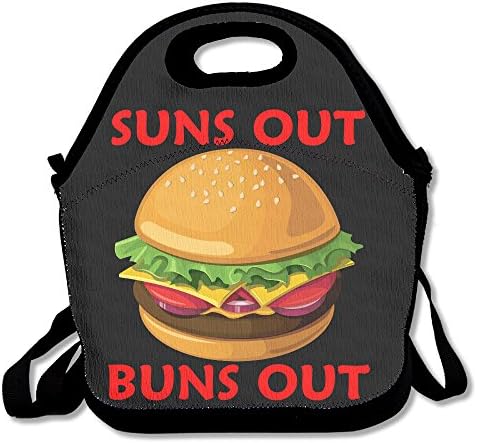 IEUBAG Lunch Bag Hamburger Suns Out Buns Out Lunch Tote Lunch Box For Women Men Kids With Adjustable Strap
